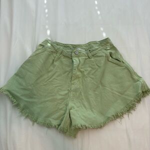 Green Denim Shorts